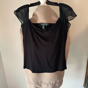 Lauren Black Sheer Capp Sleeve Top